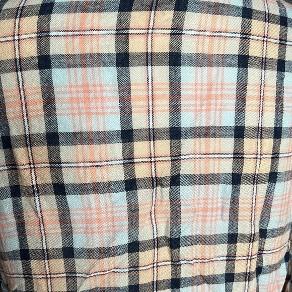SANCTUARY SMALL BOYFRIEND SHIRT PLAID ORANGE AND BLUE - Picture 6 of 9